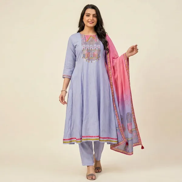 Lavender_Stylish_Party_Kurta_Set_With_Dupatta_For_Women
