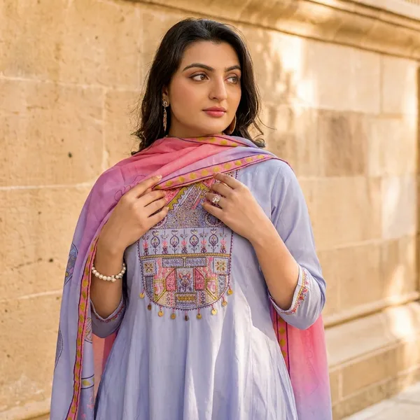 Lavender_Stylish_Party_Kurta_Set_With_Dupatta_For_Women