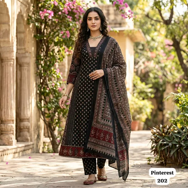 Black_Premium_Festive_Kurta_Set_With_Dupatta_For_Women