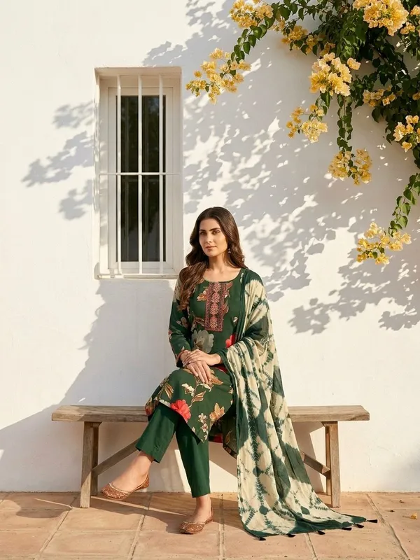 Green_Designer_Kurta_Set_With_Dupatta_For_Women