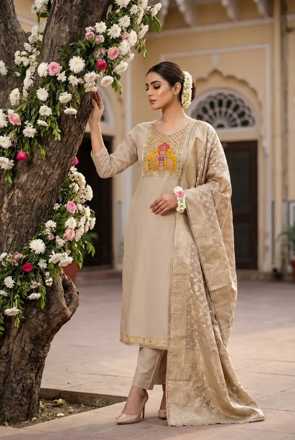 Beige_Luxury_Party_Kurta_Set_With_Dupatta_For_Women