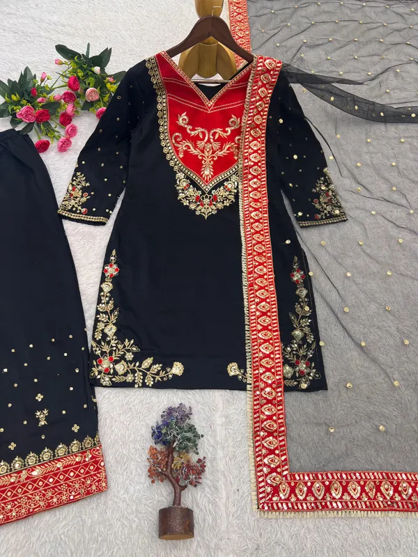 Black_Pure_Maska_Cotton_Top_Palazzo_And_Dupatta_For_Women