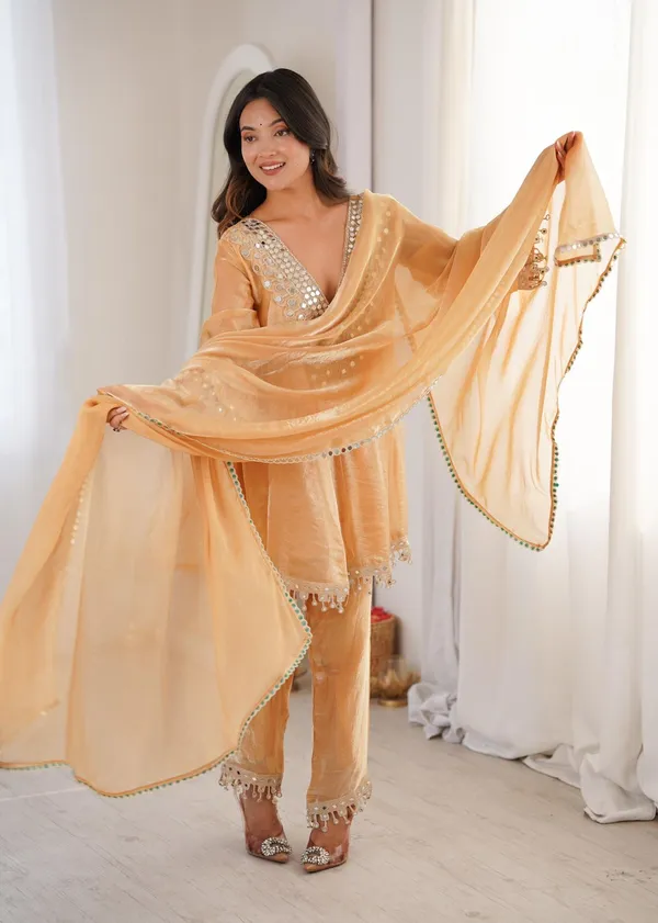 Beige_Kurti_Pant_Dupatta_Set_For_Women