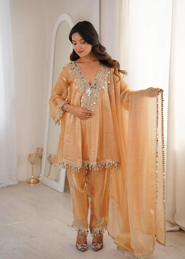 Beige_Kurti_Pant_Dupatta_Set_For_Women