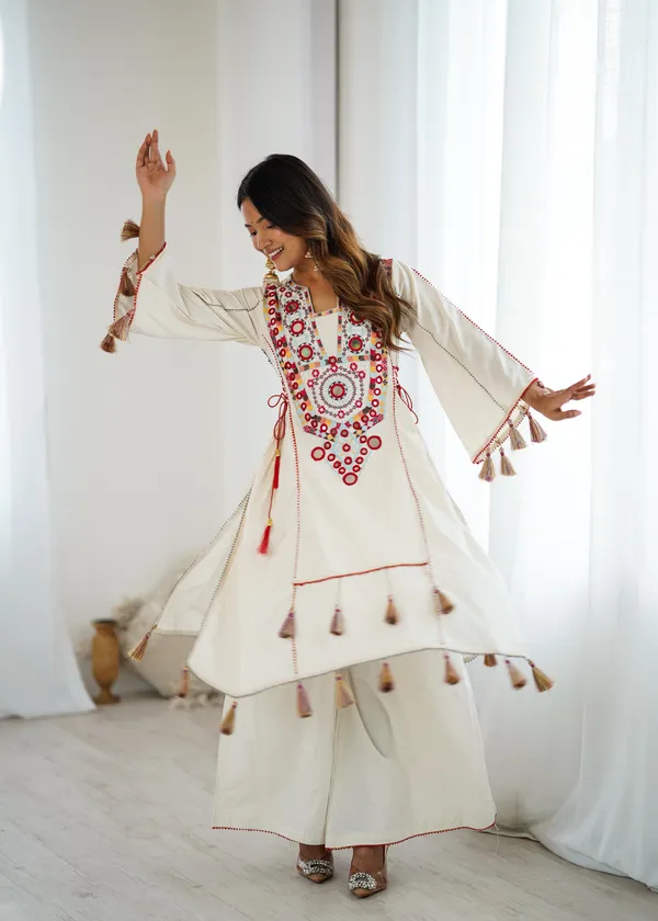 White_Designer_Pure_Khadi_Cotton_Co-Ord_Set_For_Women
