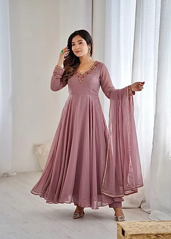 Dusty_Rose_Gown_Pant_Dupatta_Set_For_Women