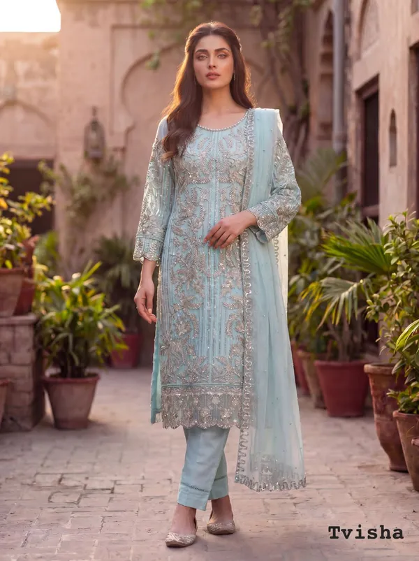 Sky_Blue_Festive_Wedding_Religious_Ceremonies_Kurta_Set_Whit_Dupatta_For_Women