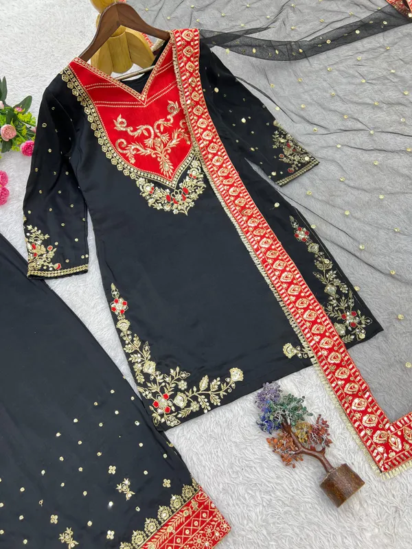 Black_Pure_Maska_Cotton_Top_Palazzo_And_Dupatta_For_Women