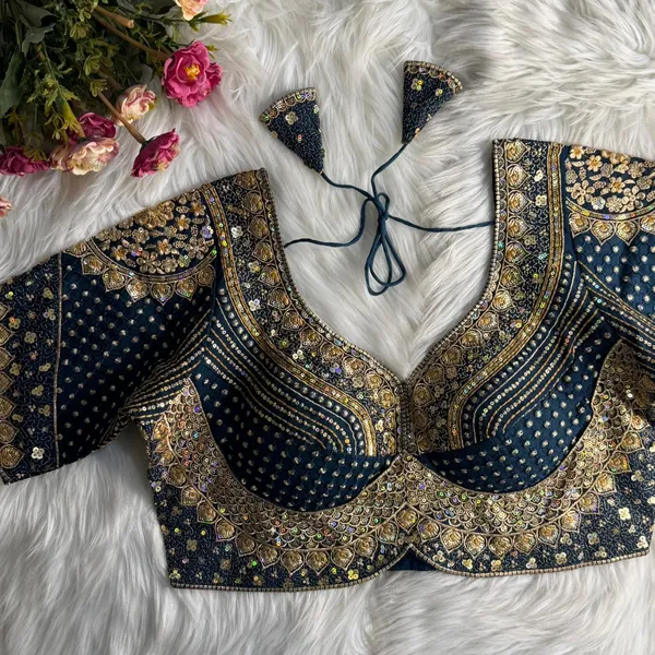 Dark_Blue_Luxury_Bridal_Blouse_For_Women