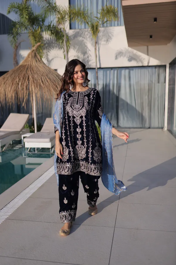 Black_Velvet_With_Rich_Zari_Dress_For_Women