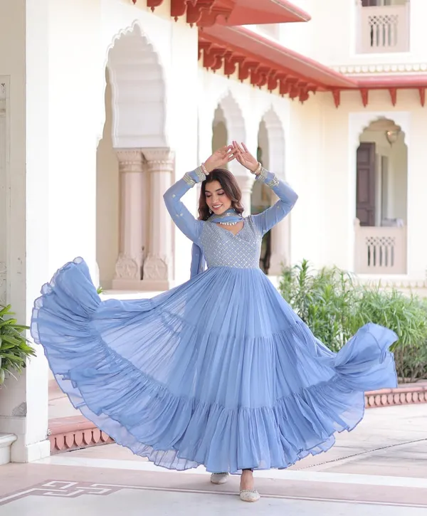 Blue_Designer_Gown_Dupatta_Set_For_Women