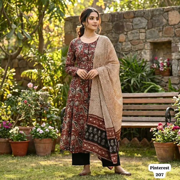Dark_Brown_Premium_Ethnic_Kurta_Set_With_Dupatta_For_Women