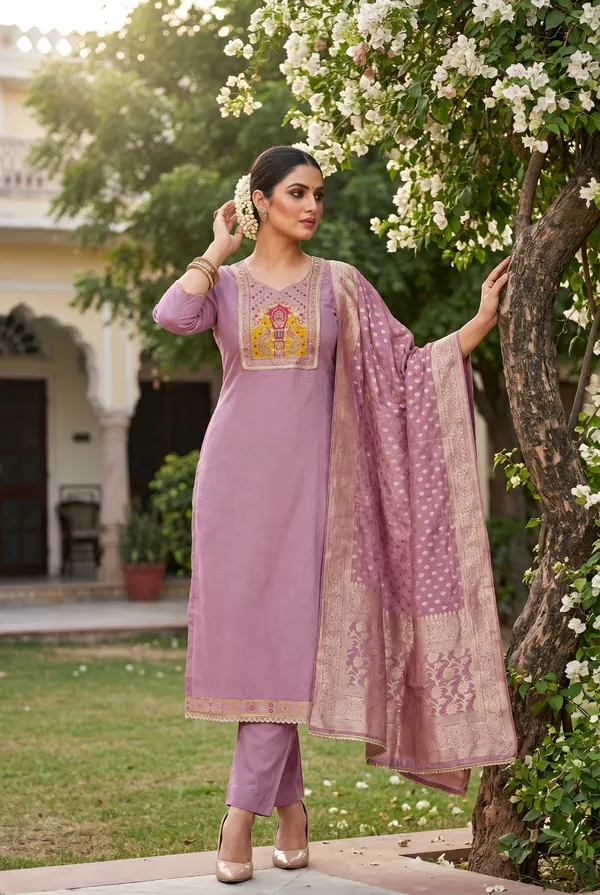Lavender_Designer_Festive_Kurta_Set_With_Dupatta_For_Women