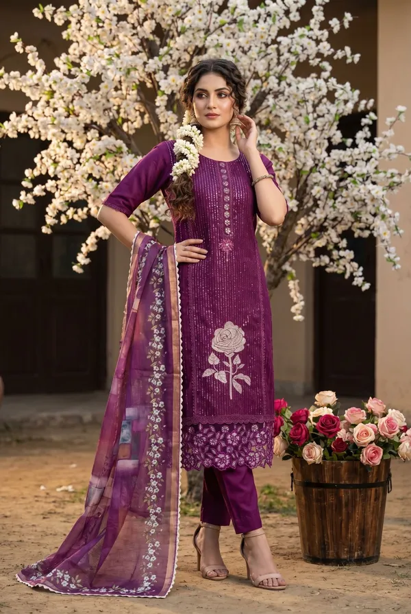 Purple_Elegant_Kurta_Set_With_Dupatta_For_Women
