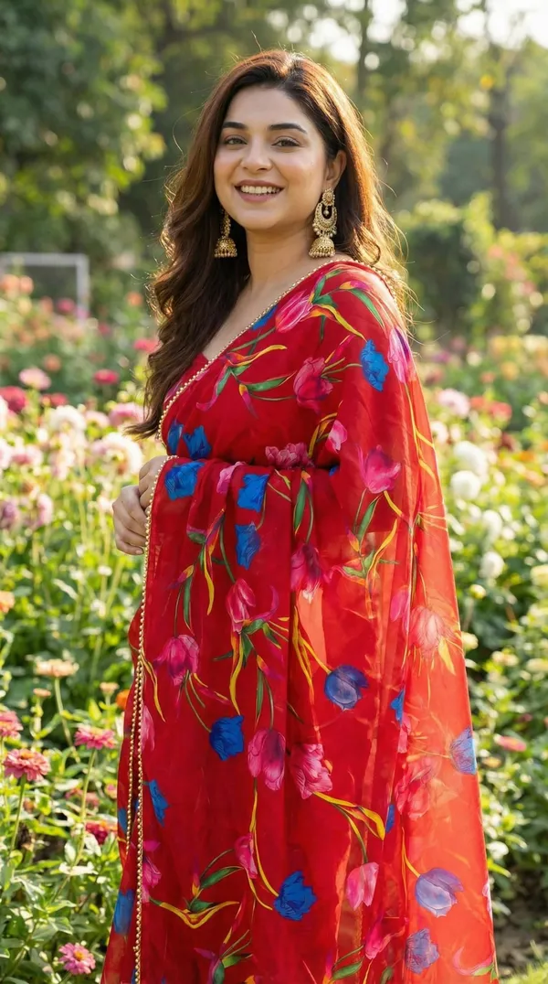 Red_Designer_Party_Saree_For_Women