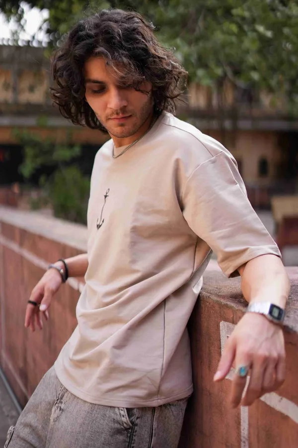 Beige_Premium_Cotton_Graphic_T-Shirt_For_Men