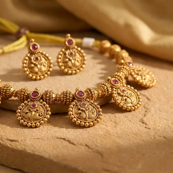 Gold_Premium_Copper_7_Coin_Necklace_For_Women