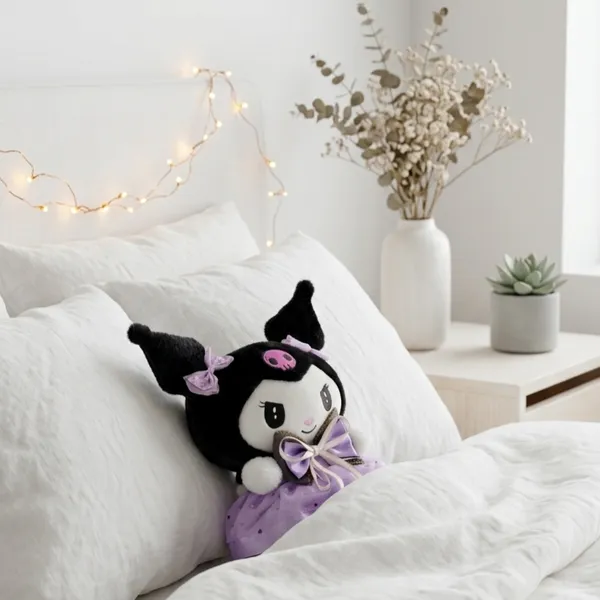 Black_And_Purple_Kuromi_Plush_Toy_With_Dress_And_Bows_For_Kids