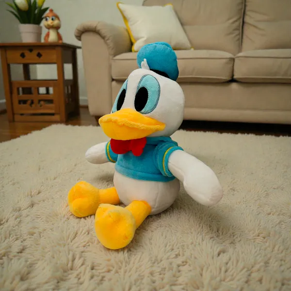 Multicolor_Bunny_Plush_Toy_With_Bow_Dress_And_Donald_Duck_Plush_Toy_For_Kids