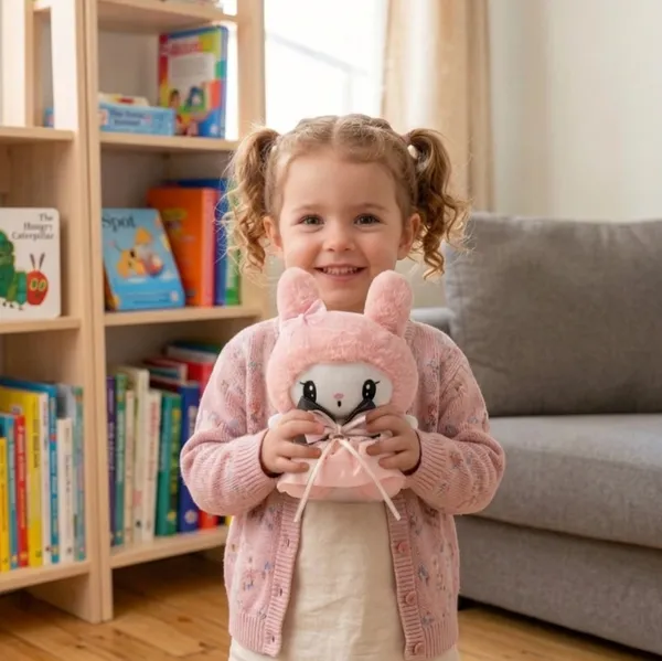 Pink_And_White_Bunny_Plush_Toy_With_Bow_Dress_For_Kids