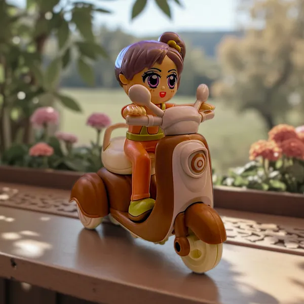 Brown_And_Orange_Toy_Scooter_With_Girl_Figure_For_Kids