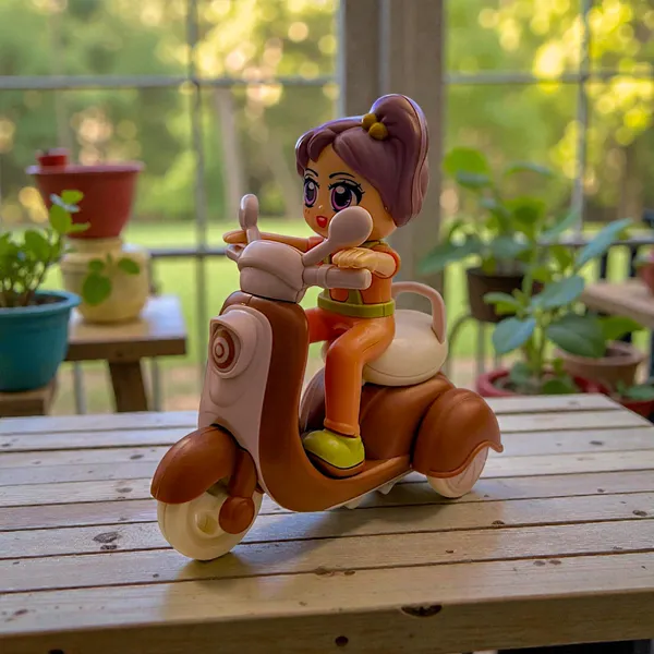 Brown_And_Orange_Toy_Scooter_With_Girl_Figure_For_Kids