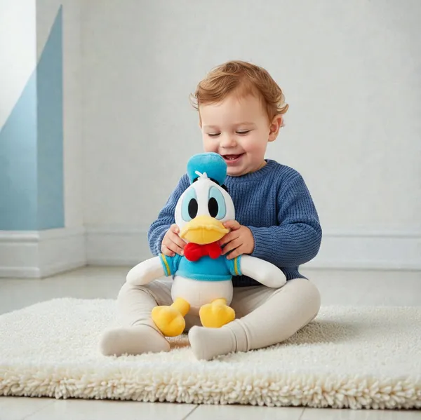 Multicolor_Bunny_Plush_Toy_With_Bow_Dress_And_Donald_Duck_Plush_Toy_For_Kids