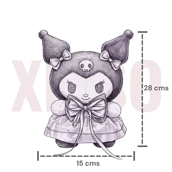 Black_And_Purple_Kuromi_Plush_Toy_With_Dress_And_Bows_For_Kids