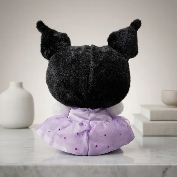 Black_And_Purple_Kuromi_Plush_Toy_With_Dress_And_Bows_For_Kids