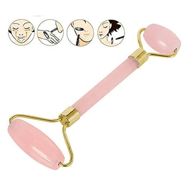 Rose_Quartz_Face_Roller_And_Gua_Sha_Set_Facial_Roller_For_Face_Neck_Eyes_Natural_Jade_Face_Massager_Tool_Skin_Care_Beauty_Roller_For_Puffiness_Relief_Lymphatic_Drainage_Tension_Relaxation_Pink