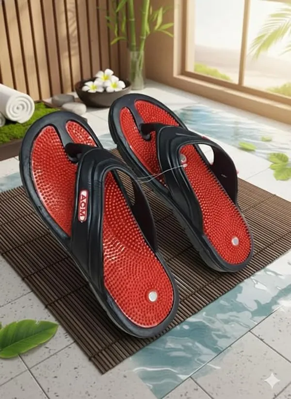 Acupressure_And_Magnetic_Slippers_For_Full_Body_Blood_Circulation_&_Foot_Massager_For_Men_&_Women_-_Red_&_Black
