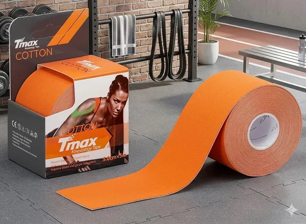 Tmax_Cotton_Waterproof_Kinesiology_Tape_Elastic_Sports_Tape_For_Muscle_Support_Pain_Relief_And_Joint_Stability_Joint_Support_And_Physiotherapy_5_Cm_X_5_M_Roll