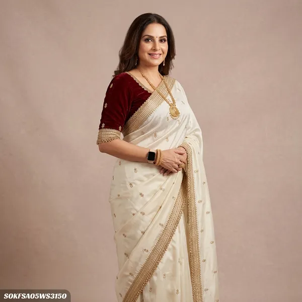 Off_White_And_Maroon_Fancy_Satin_Silk_Saree_For_Women