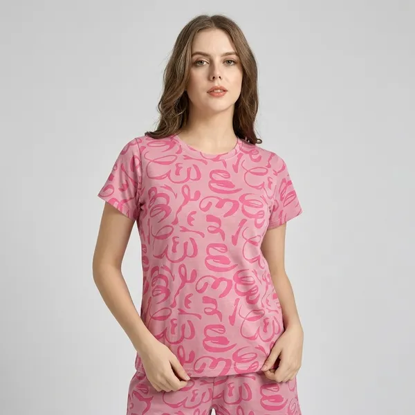Pink_Hosiery_Sleepwear_Set_For_Women