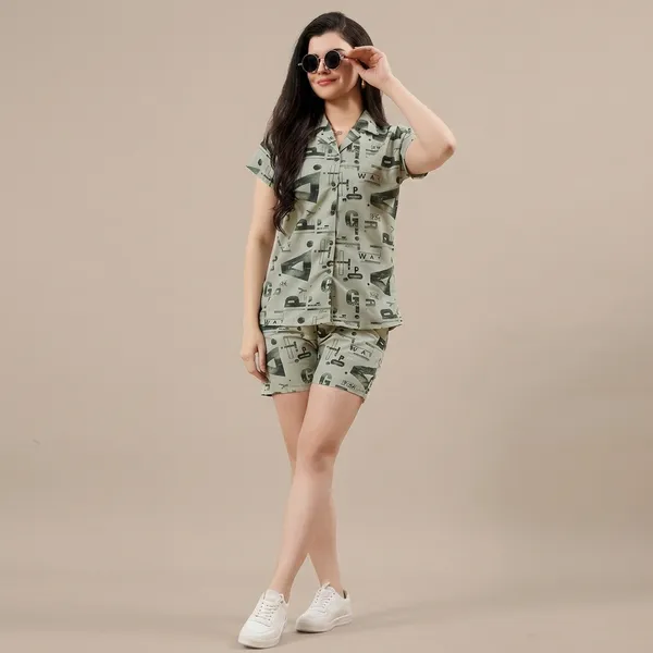 Olive_Green_Cotton_Night_Suit_Set_For_Women