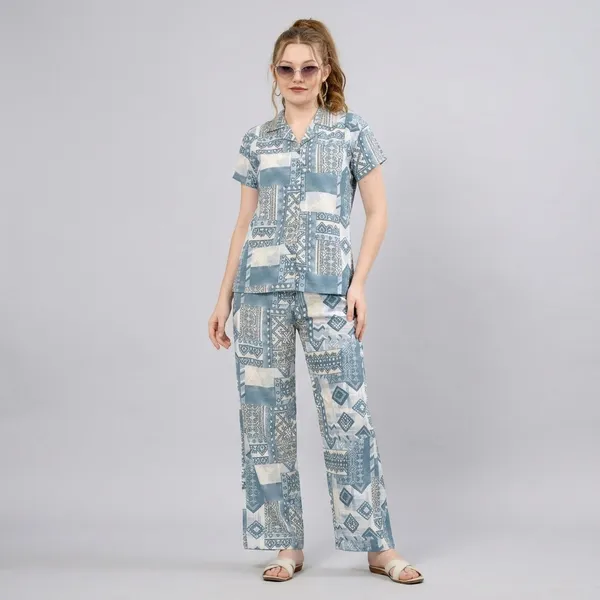 Sky_Blue_Cotton_Night_Suit_Set_For_Women