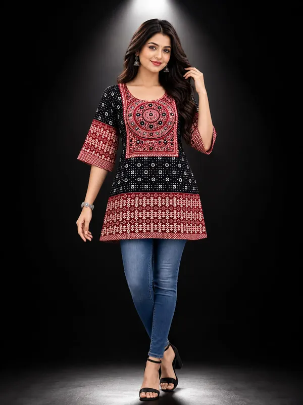 Black_Ajrakh_short_kurti_