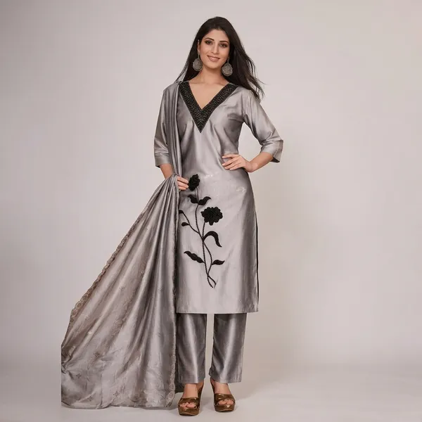 Grey_Cotton_Silk_Kurta_Set_For_Women