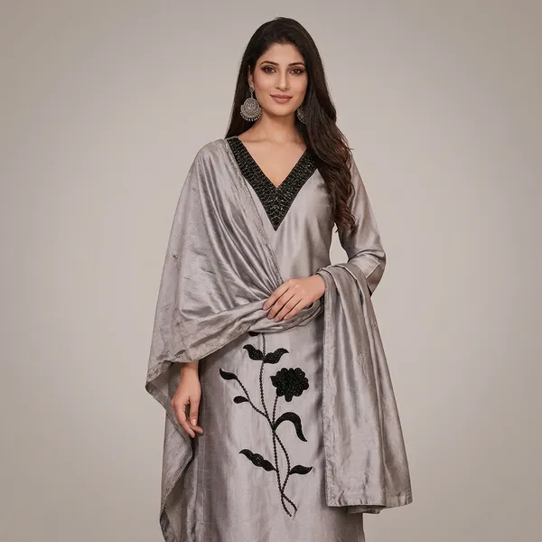 Grey_Cotton_Silk_Kurta_Set_For_Women
