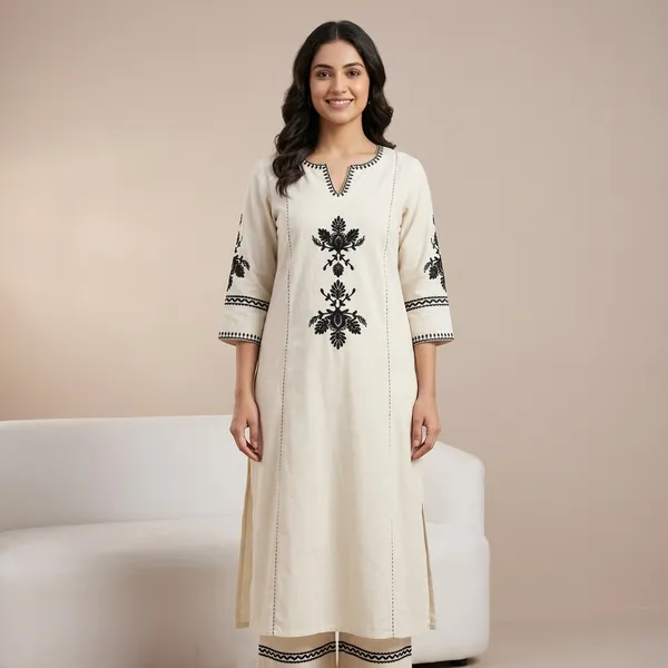 Off_White_Cotton_Flex_Kurta_Set_For_Women