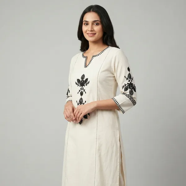 Off_White_Cotton_Flex_Kurta_Set_For_Women