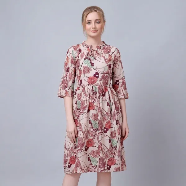 Multicolor_Chanderi_Midi_Dress_For_Women