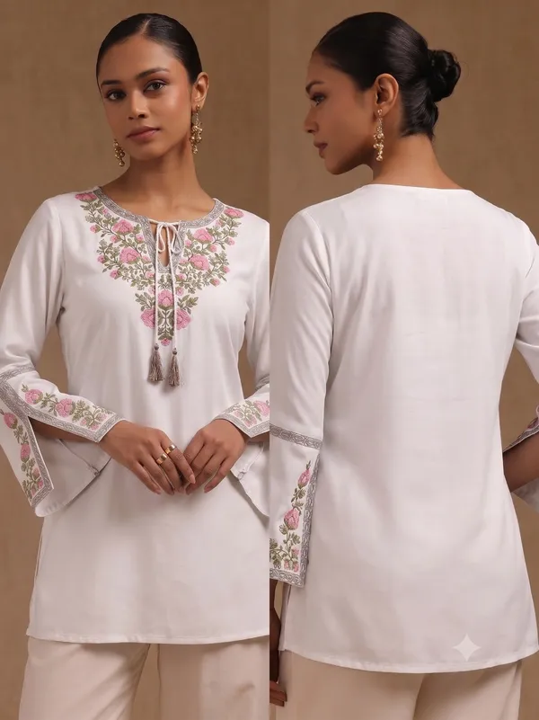 Elegant_Off_white_Embroidered_short_kurti_
