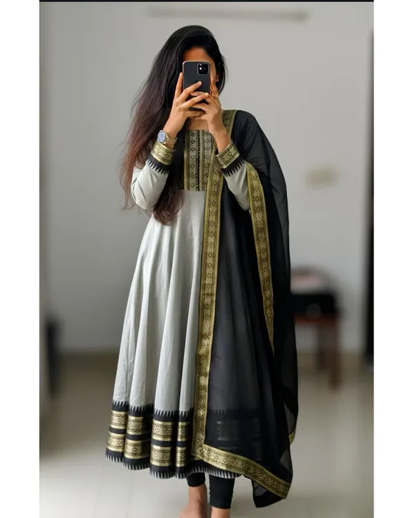 Grey_Cotton_Silk_Kurta_with_Dupatta__For_Women