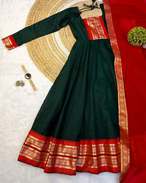 Green_Cotton_Silk_Kurta_with_Dupatta_Set_For_Women