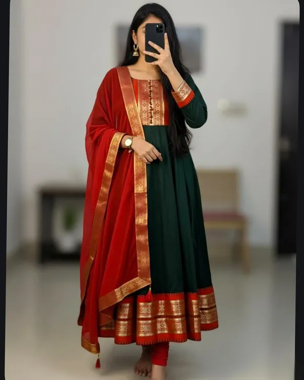 Green_Cotton_Silk_Kurta_with_Dupatta_Set_For_Women