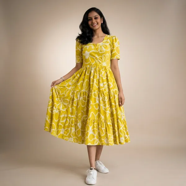 Yellow_Rayon_Cotton_Midi_Dress_For_Women