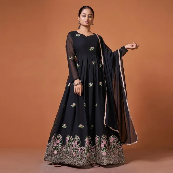 Black_Georgette_one_piece_and_Dupatta_For_Women