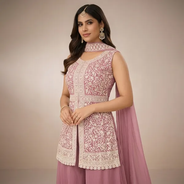 Pink_Georgette_Silk_Embroidery_Kurta_Palazzo_Set_For_Women