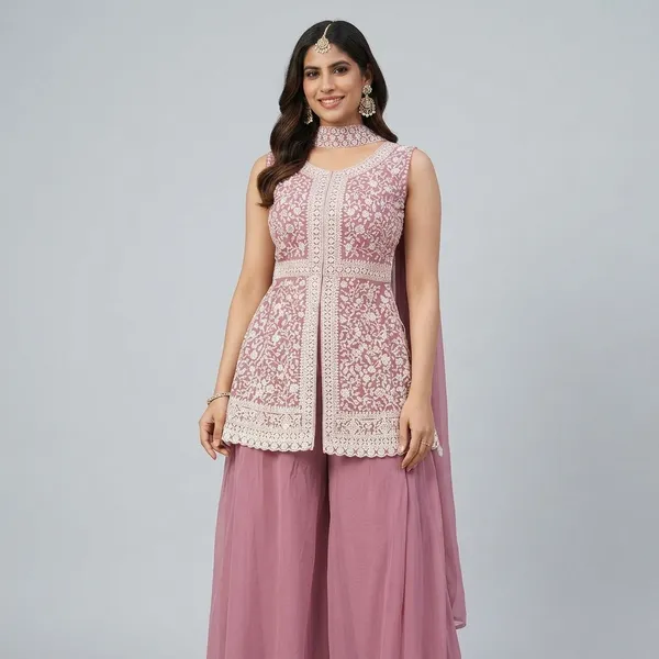 Pink_Georgette_Silk_Embroidery_Kurta_Palazzo_Set_For_Women